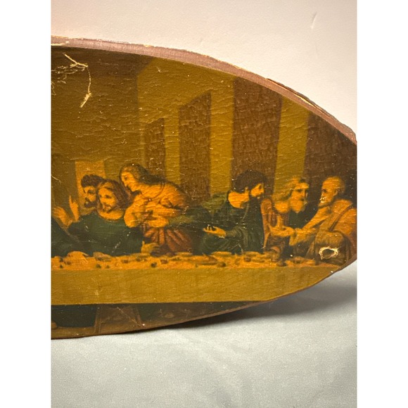 Vintage J.B. Deere Cedarcraft Last Supper Wood Slice Plaque Cullman Alabama Art - Picture 3 of 10